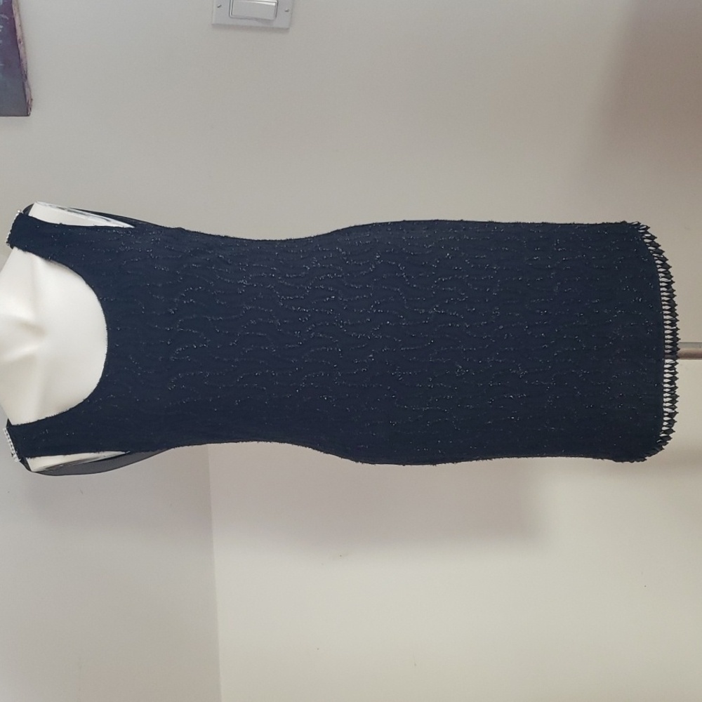 Amanda Taylor Vintage Black Beaded Sleeveless Deep Back Shawled Dress Sz 6 - Picture 4 of 16